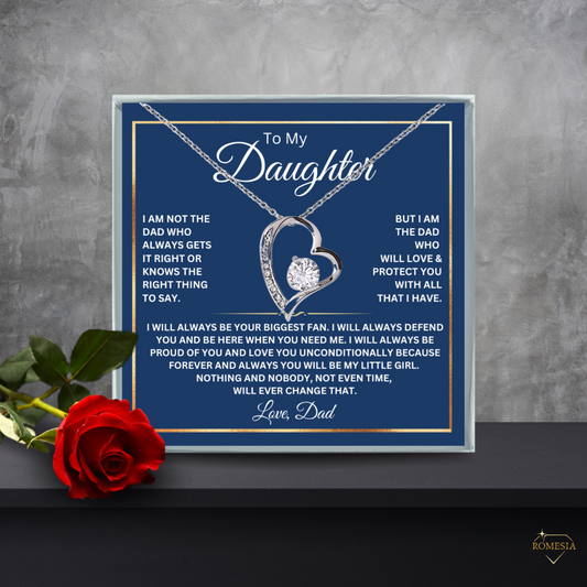 Daughter heart necklace from Dad with message card- "Fan Forever", Necklace gift for Daughter from Dad