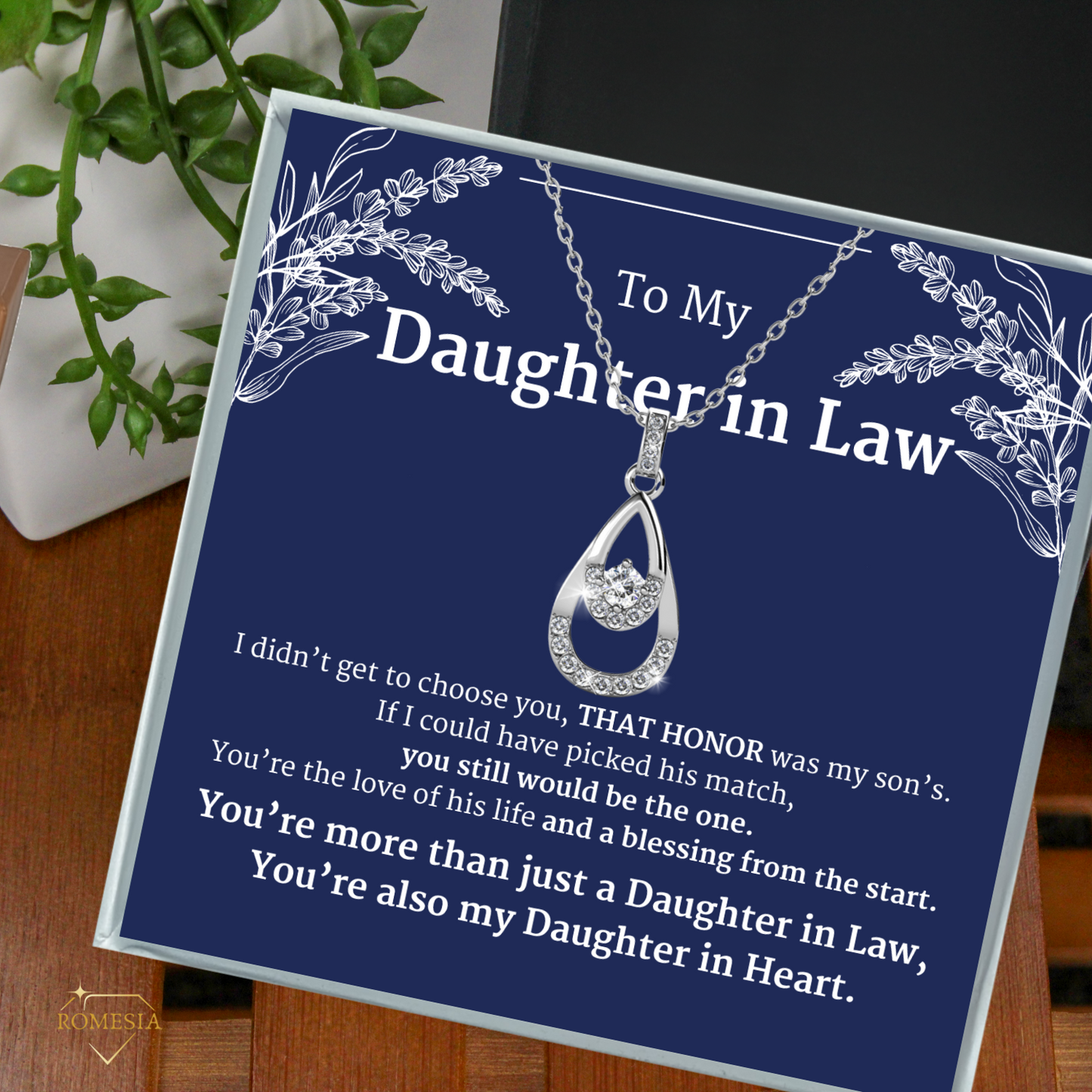 To My Daughter In Law- Daughter In Heart- Twilight Teardrop Necklace