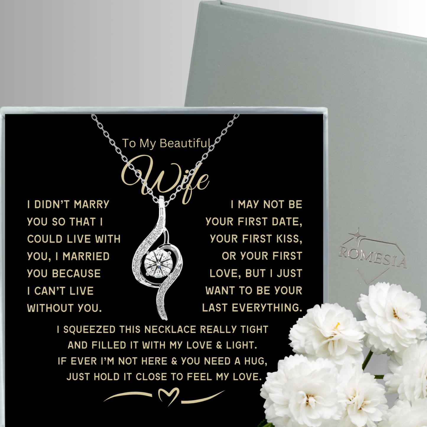 To My Beautiful Wife-My Love- Adoring Love Necklace