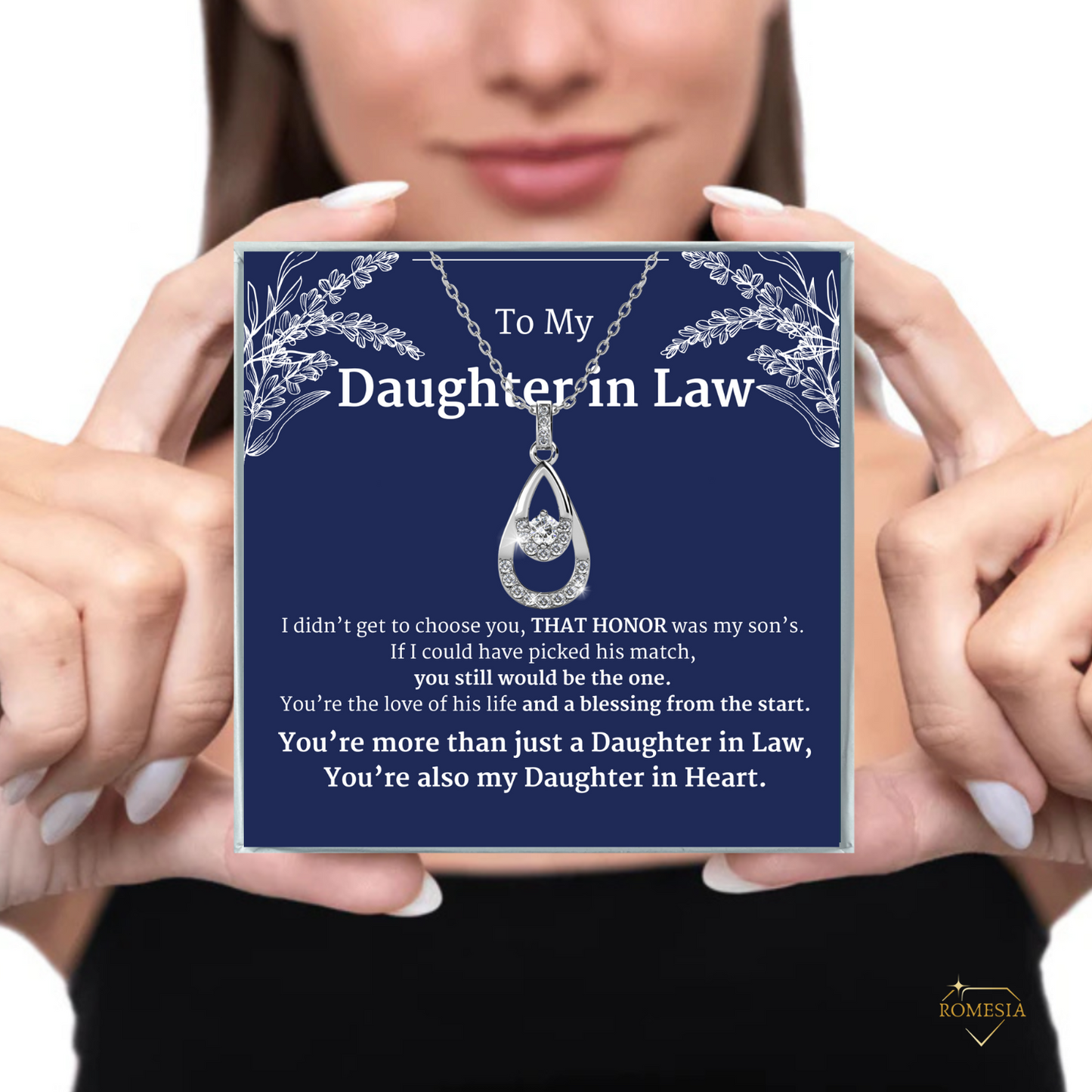 To My Daughter In Law- Daughter In Heart- Twilight Teardrop Necklace