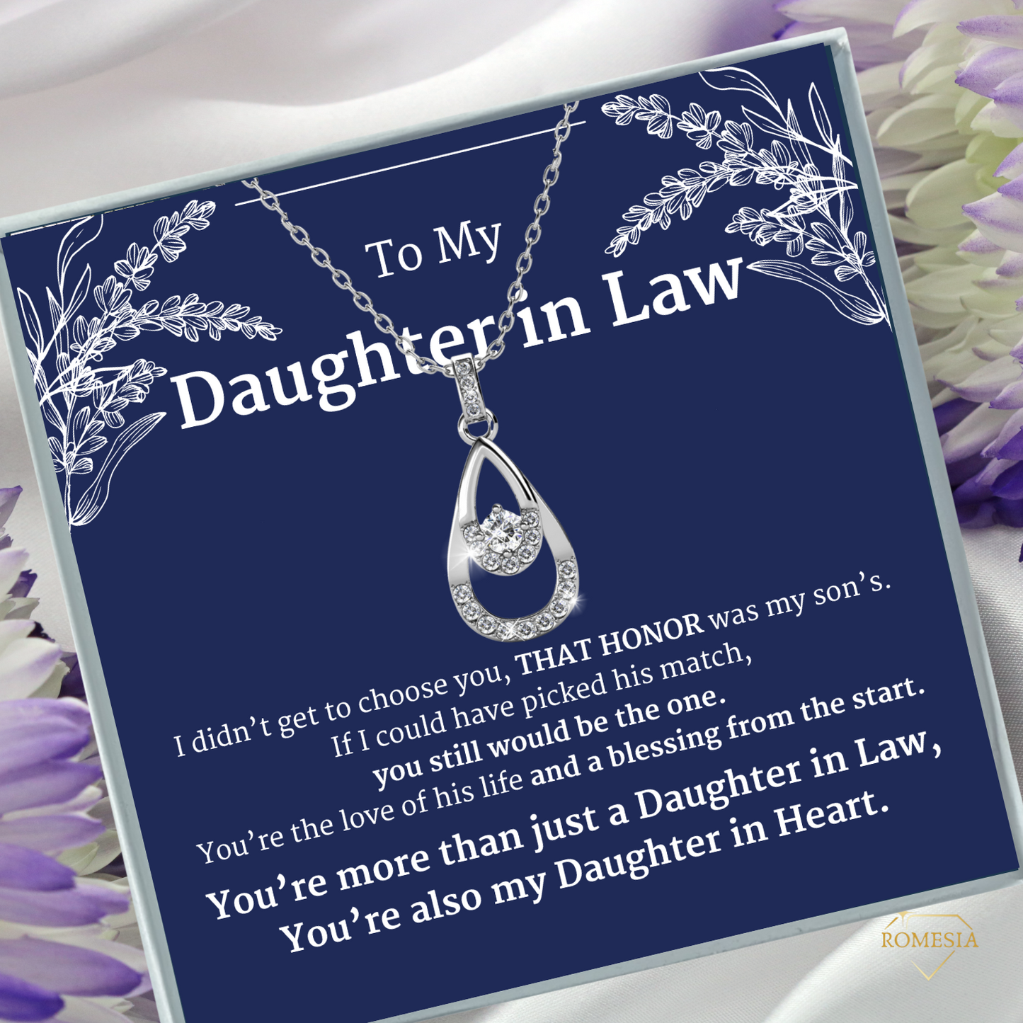 To My Daughter In Law- Daughter In Heart- Twilight Teardrop Necklace