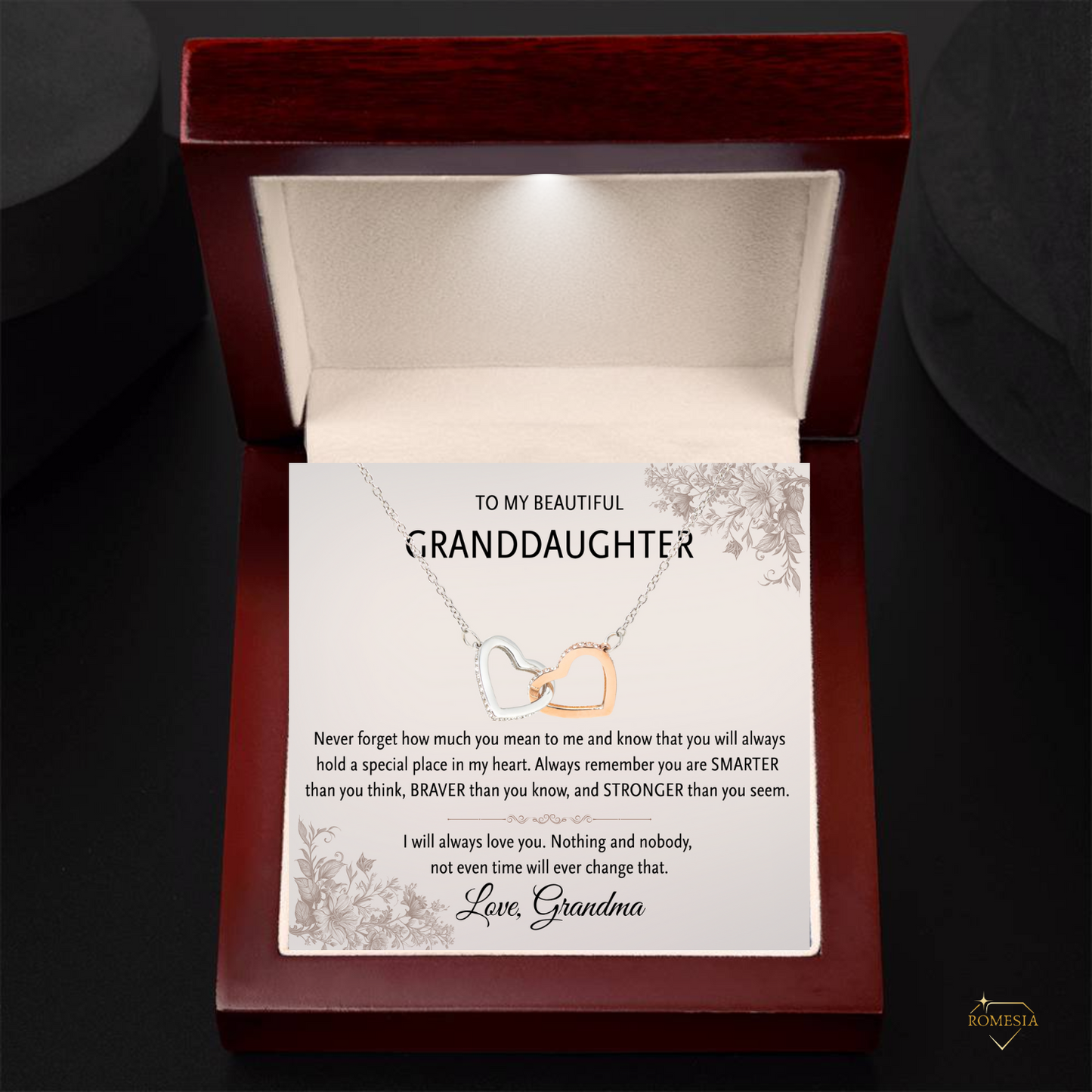 To My Granddaughter Interlocking Hearts Necklace – Meaningful Gift of Love & Connection