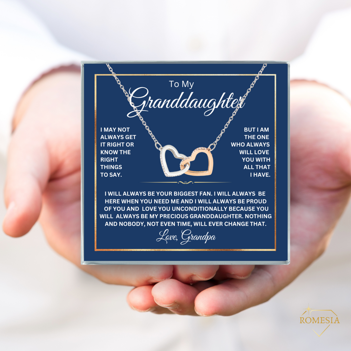 To My Granddaughter from Grandpa-Interlocking Hearts Necklace