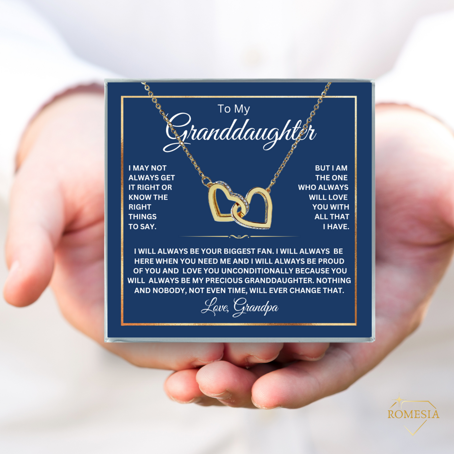 To My Granddaughter from Grandpa-Interlocking Hearts Necklace