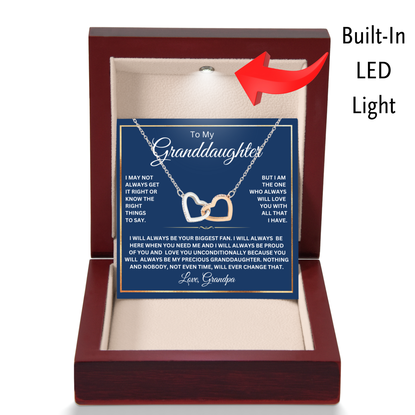 To My Granddaughter from Grandpa-Interlocking Hearts Necklace