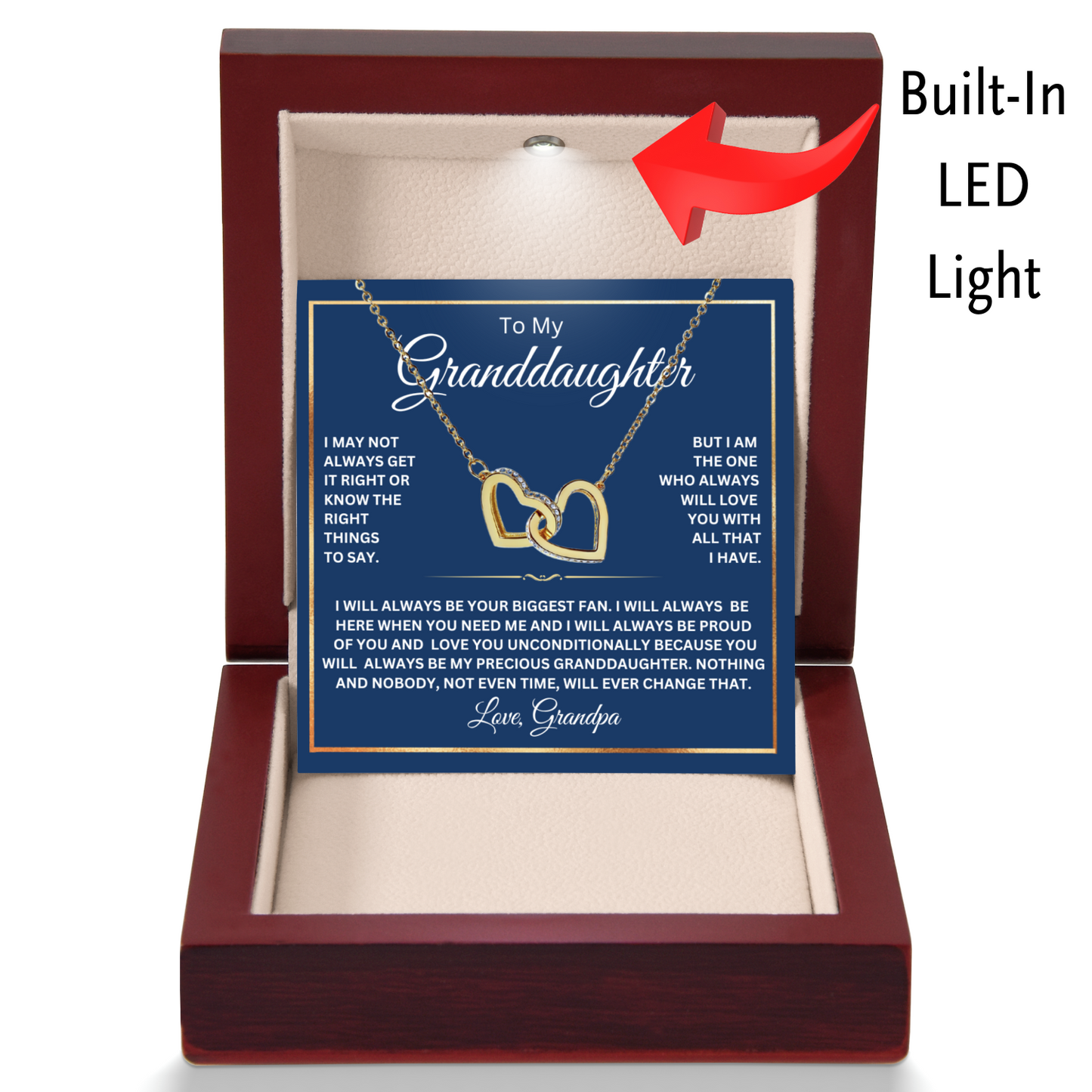To My Granddaughter from Grandpa-Interlocking Hearts Necklace