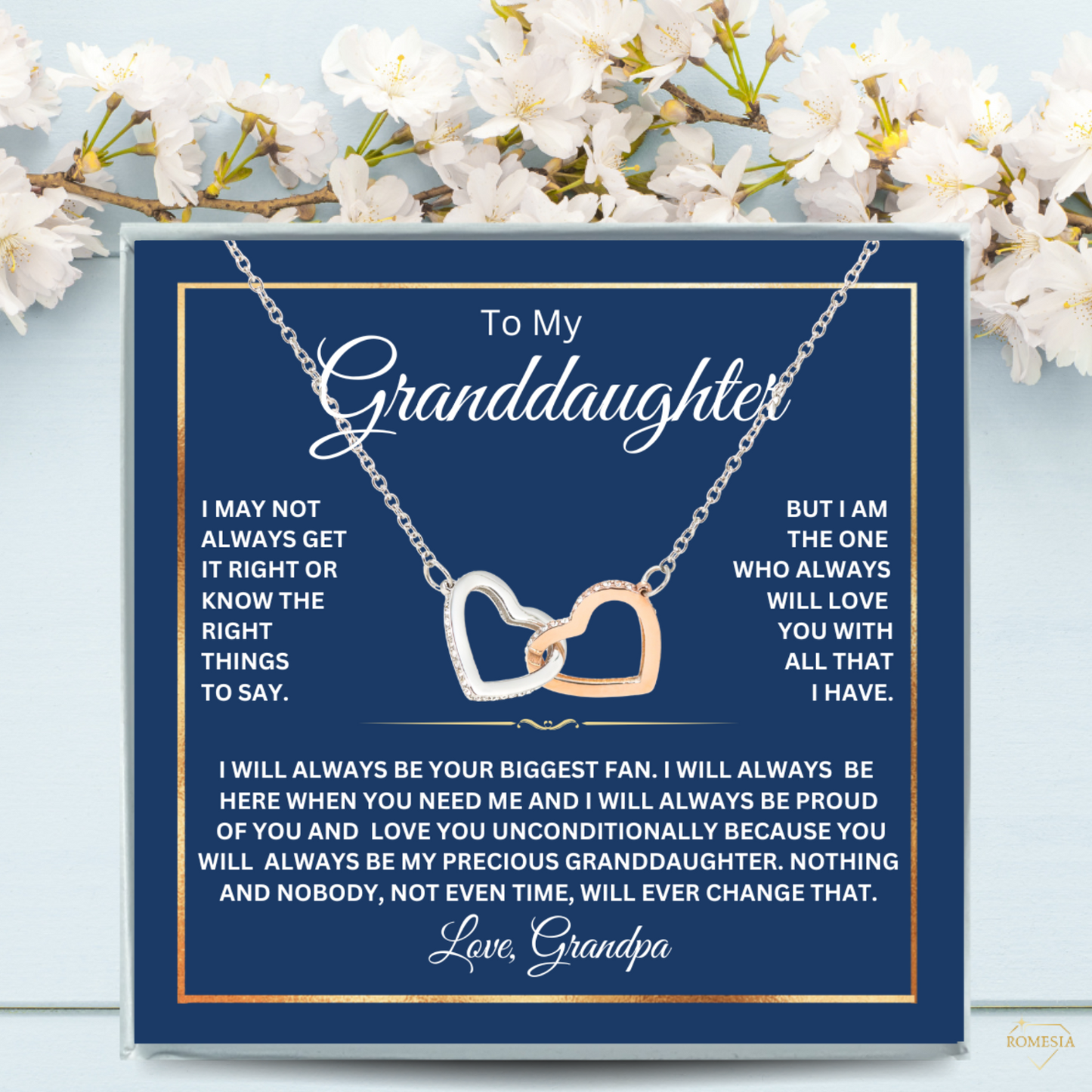 To My Granddaughter from Grandpa-Interlocking Hearts Necklace