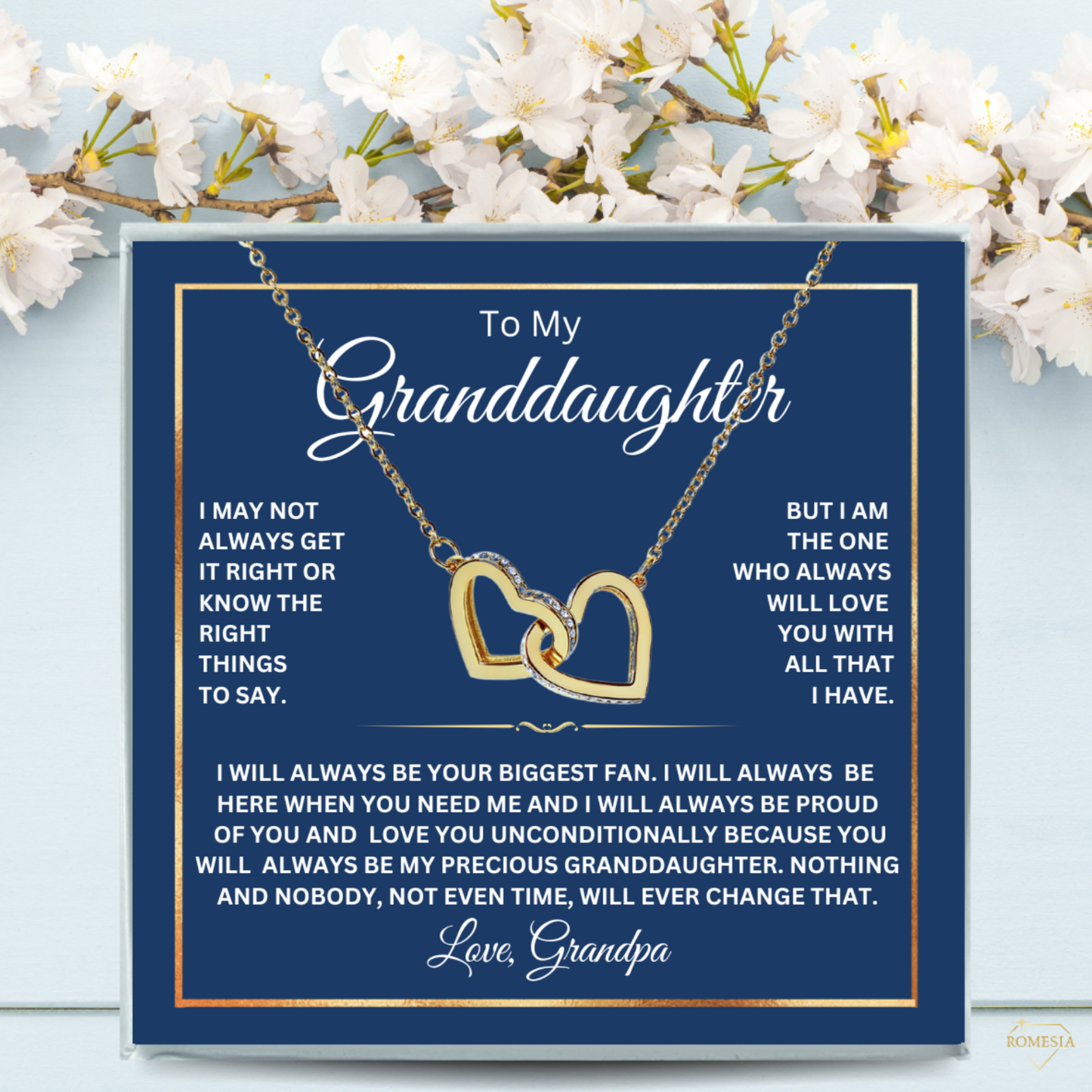 To My Granddaughter from Grandpa-Interlocking Hearts Necklace