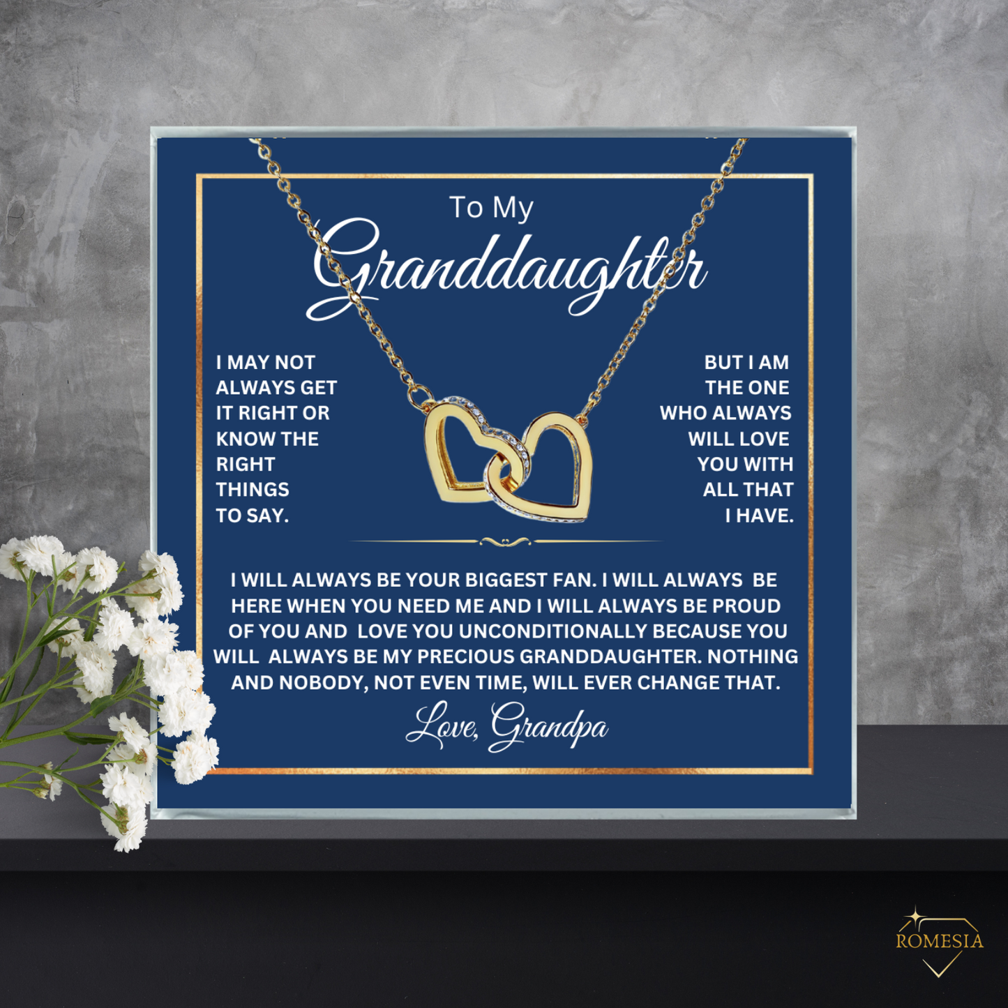 To My Granddaughter from Grandpa-Interlocking Hearts Necklace
