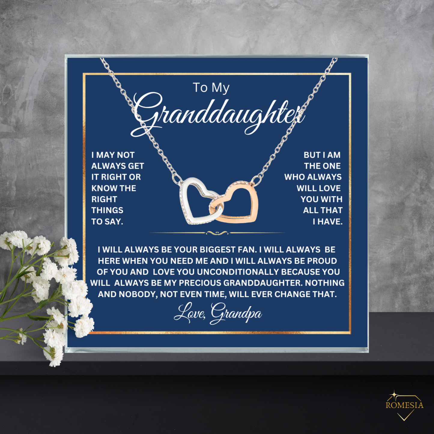 To My Granddaughter from Grandpa-Interlocking Hearts Necklace
