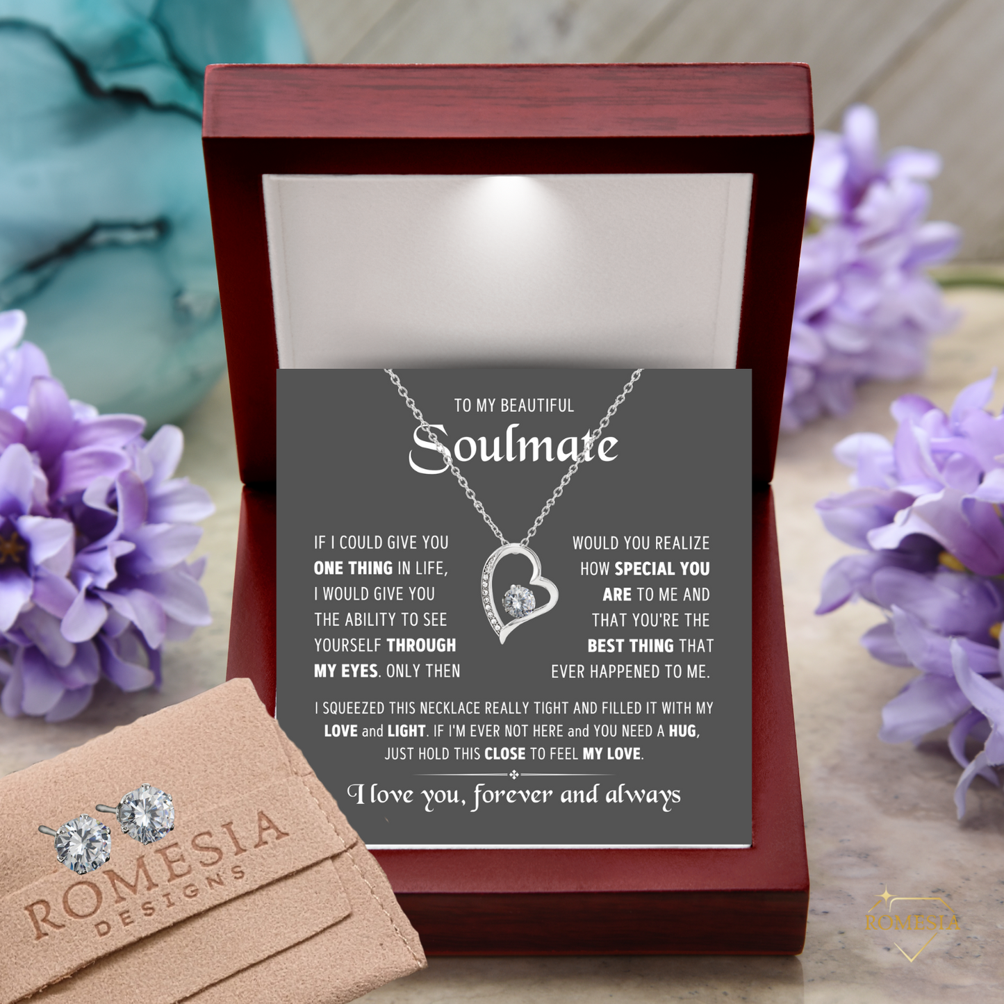 To My Soulmate-Forever Love Necklace w/earrings