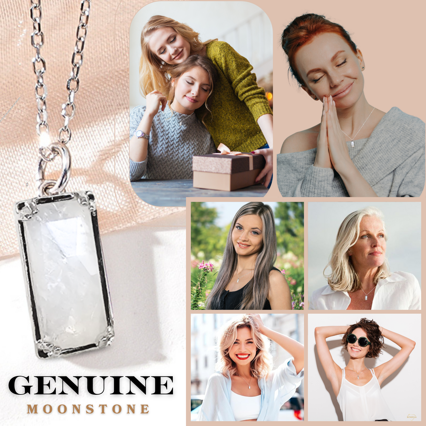 Real Genuine Moonstone - "Encourage"- Sterling Silver Pendent, with card