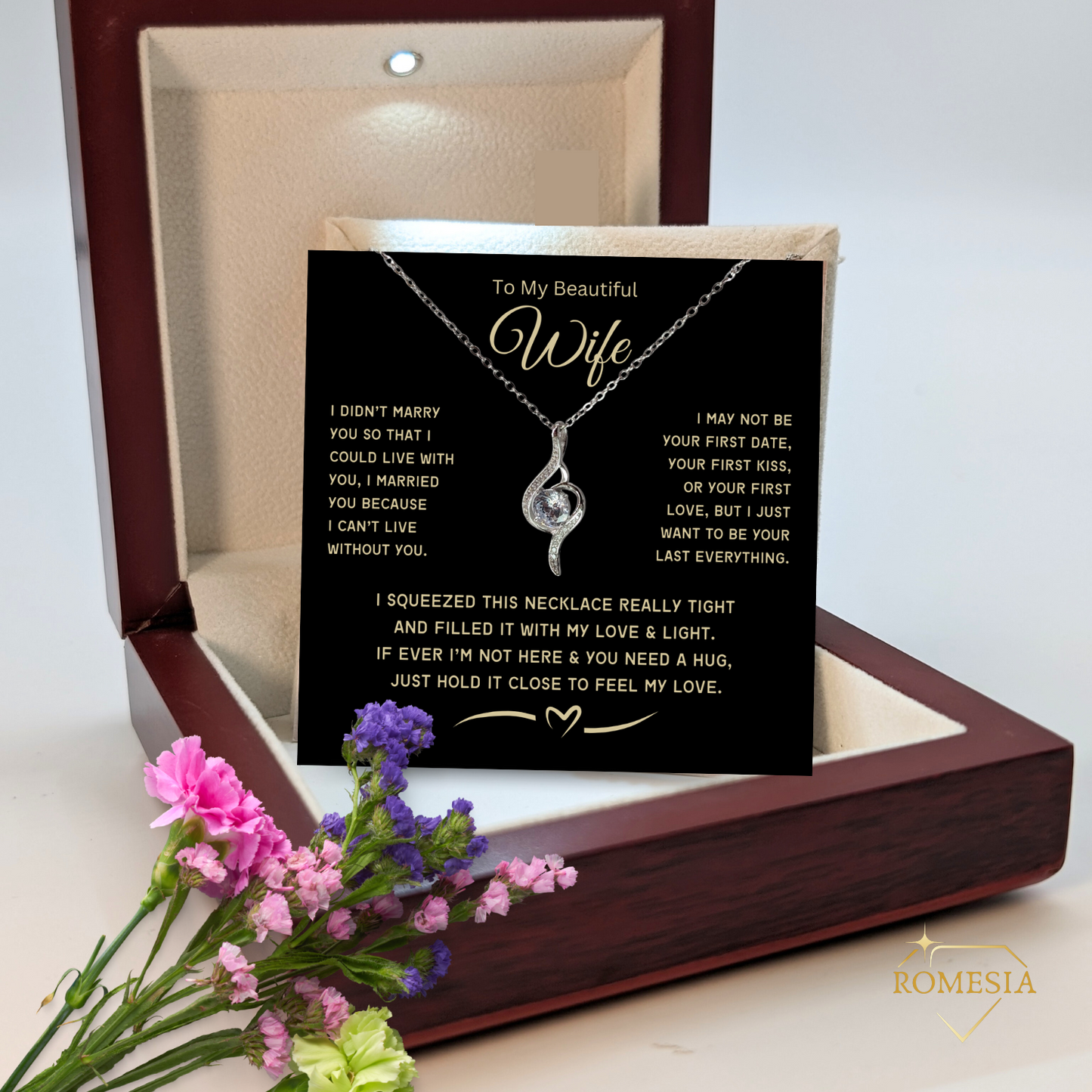 To My Beautiful Wife-My Love- Adoring Love Necklace