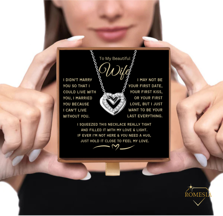 To My Wife-Love & Light-Passionate Hearts Necklace