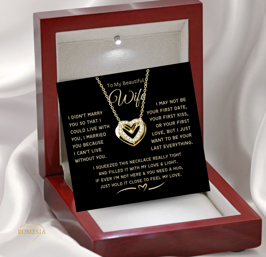 To My Wife-Love & Light-Passionate Hearts Necklace