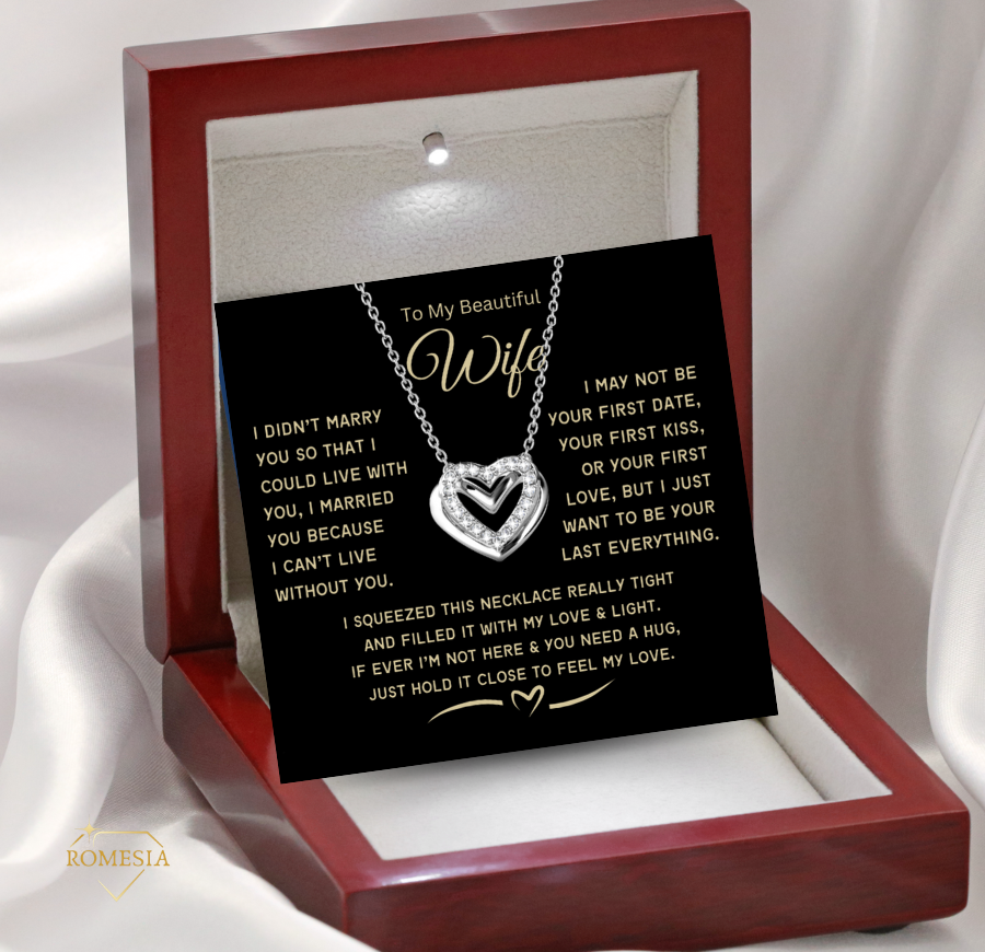To My Wife-Love & Light-Passionate Hearts Necklace