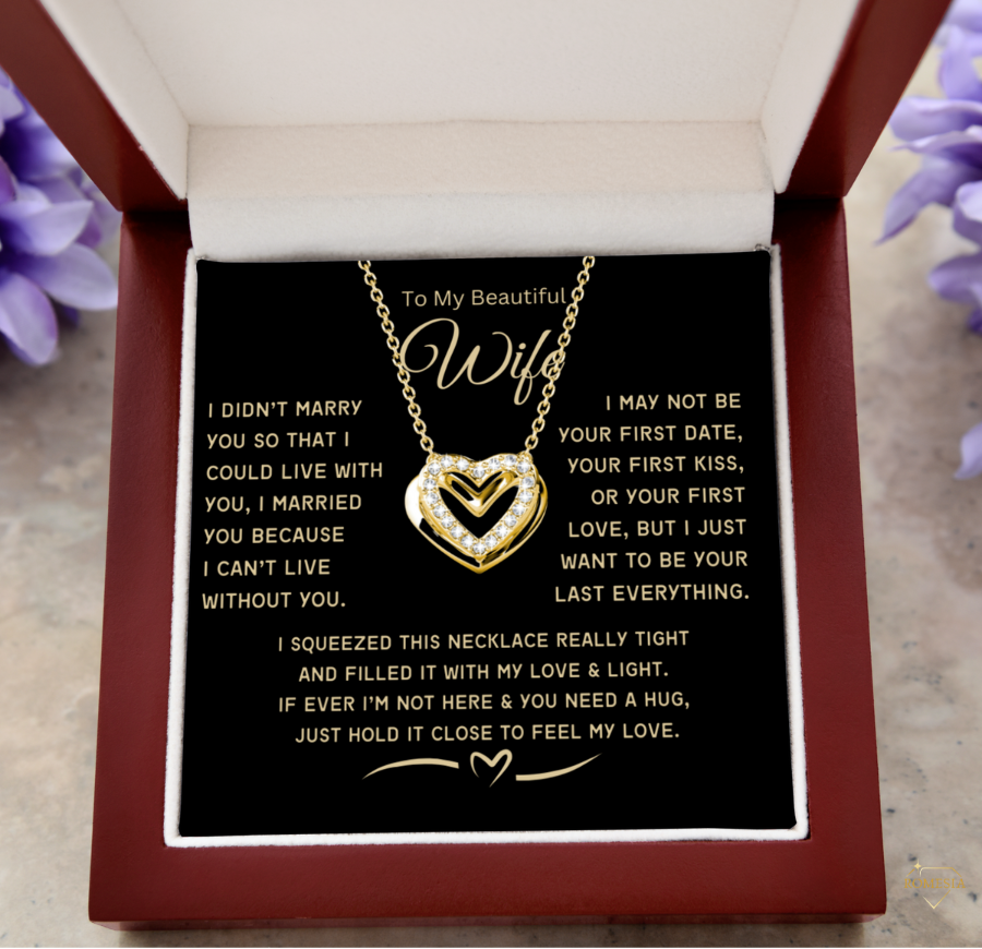 To My Wife-Love & Light-Passionate Hearts Necklace