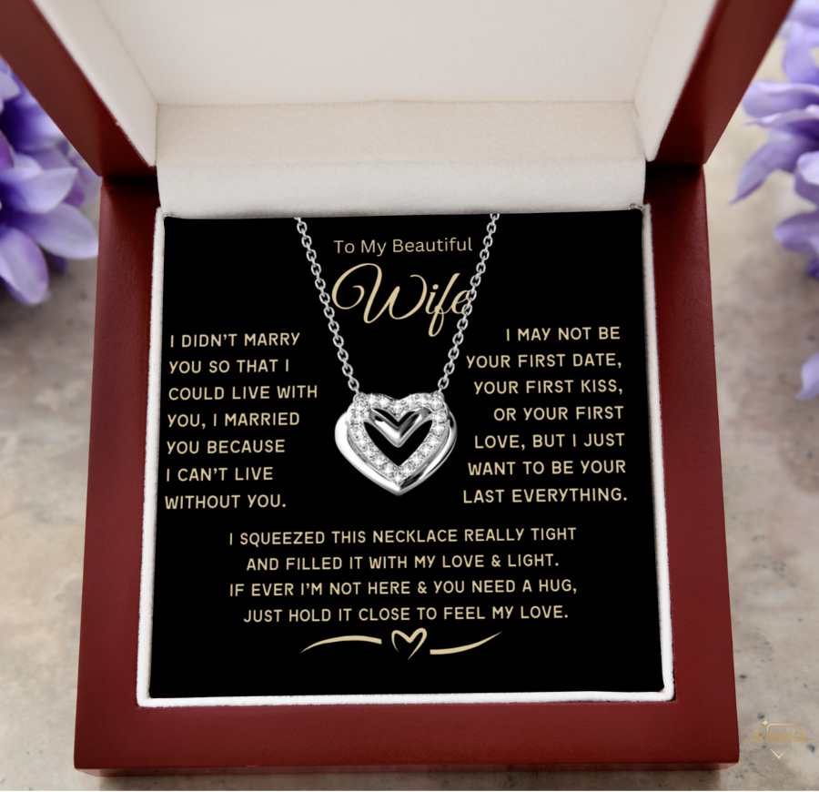 To My Wife-Love & Light-Passionate Hearts Necklace