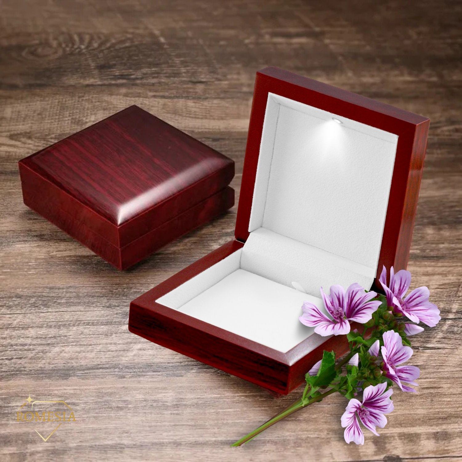 Luxury Wooden Jewelry Box With "LED" Light For Necklaces Pendants