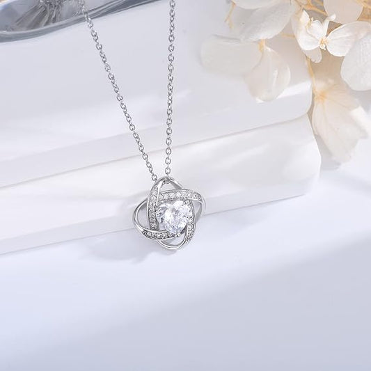 To My Beautiful Daughter- Crown- Love Knot Necklace