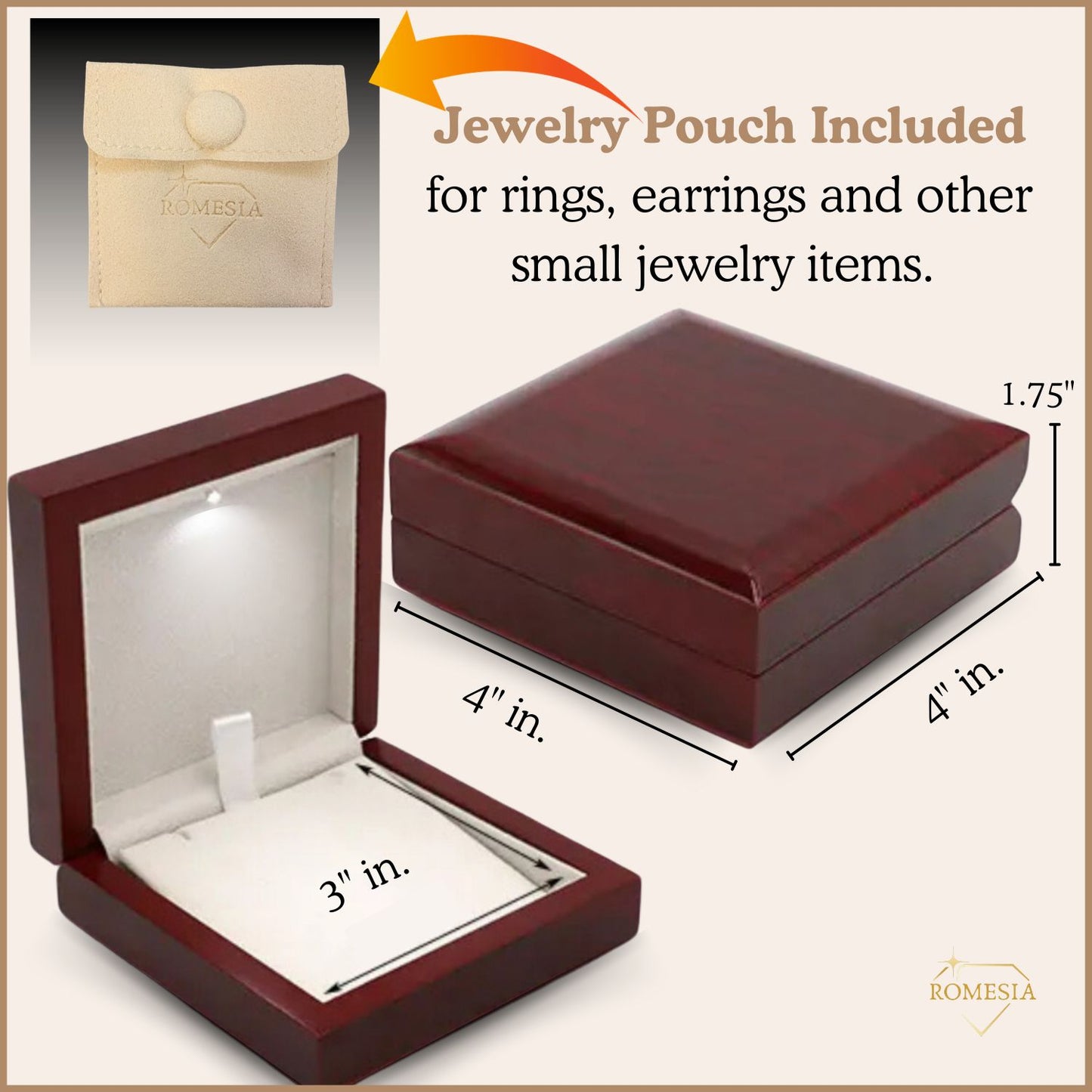 Mahogany Style Gift Box w/LED Light