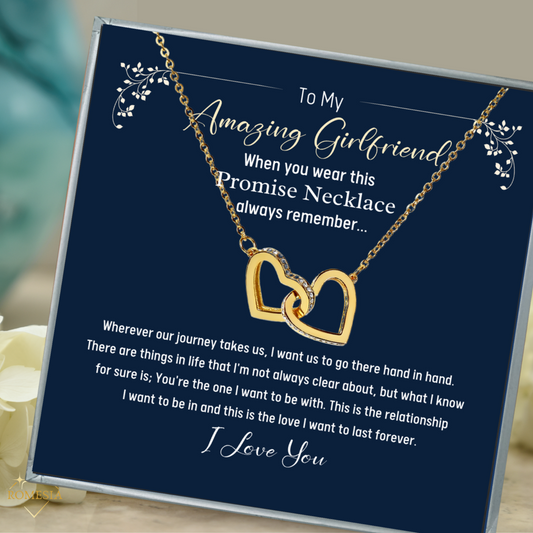 To My Amazing Girlfriend-Promise Necklace-Interlocking Hearts