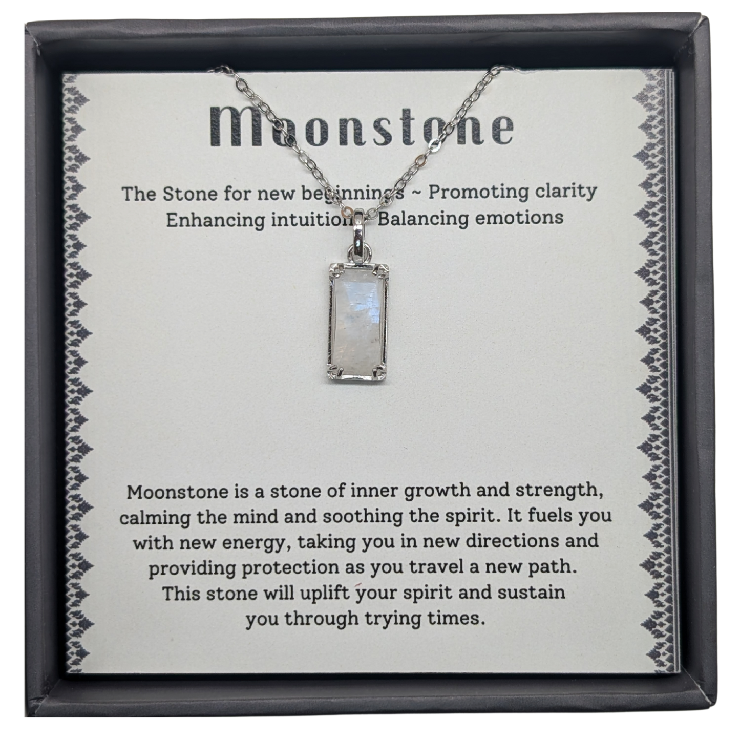 Real Genuine Moonstone - "New Beginnings" Sterling Silver Pendent, with card