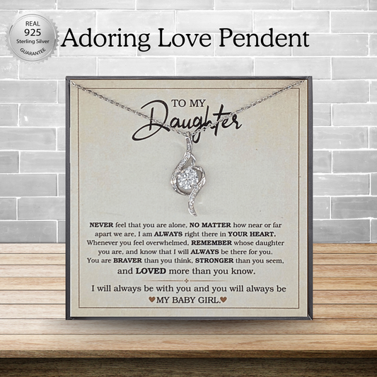 Daughter Adoring Love Necklace with Earrings-"BRAVER"-925 Sterling Silver Pendent Gift for Her