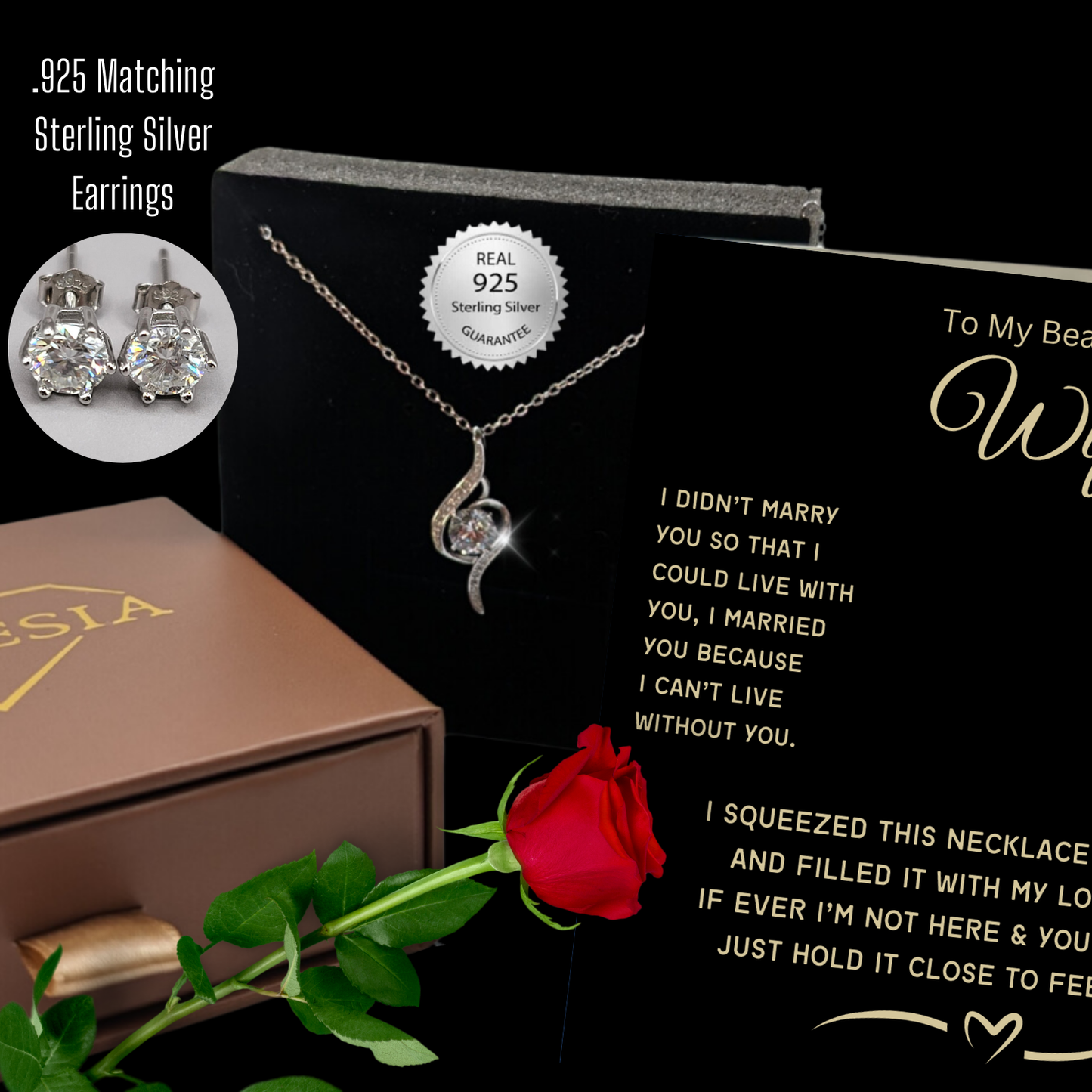 To My Beautiful Wife-My Love- Adoring Love Necklace