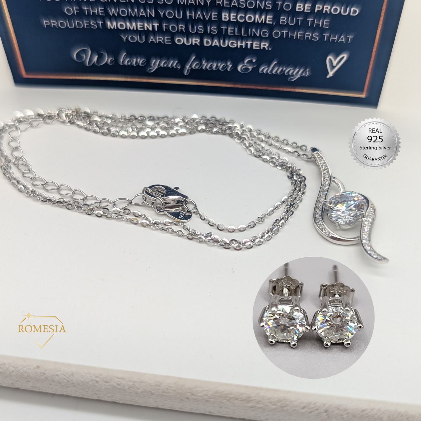 Our Daughter Necklace- Proudest Moment - 925 Sterling Silver Adoring Love Necklace