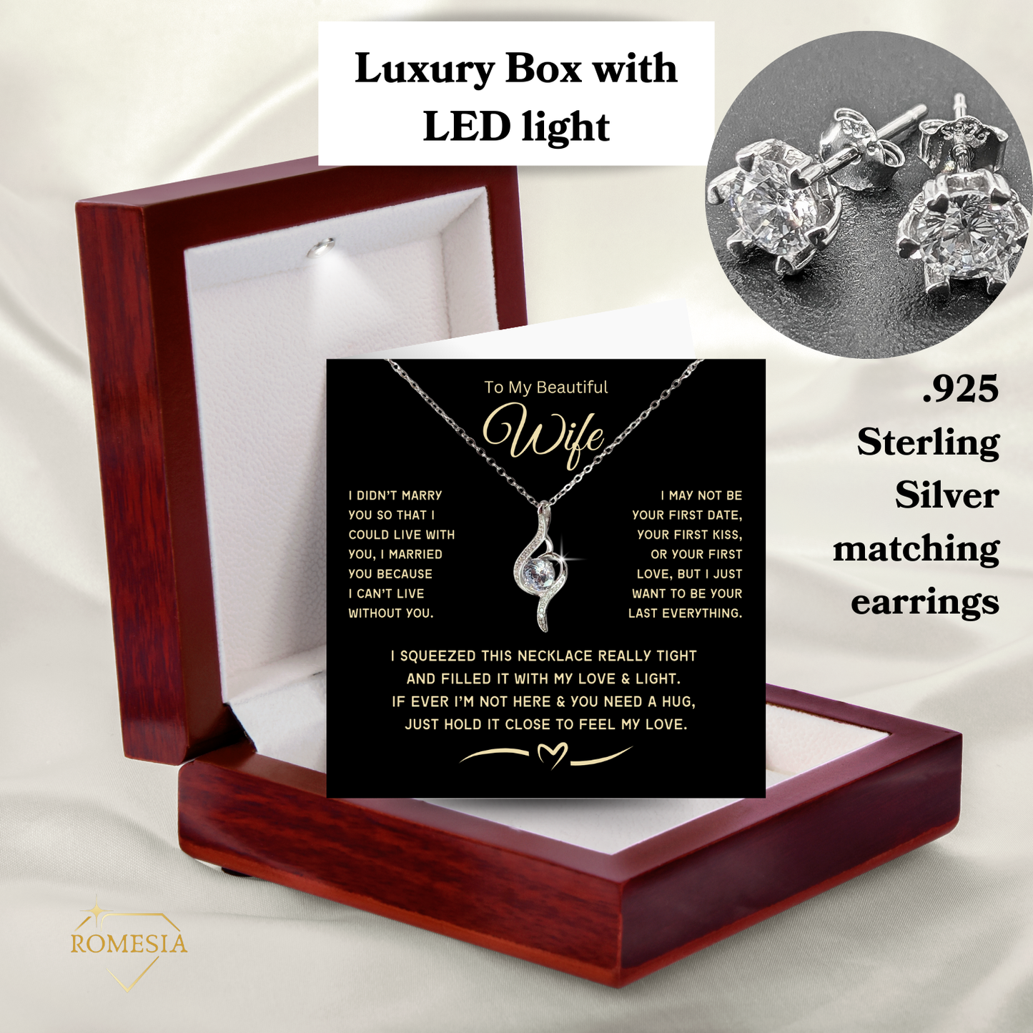 To My Beautiful Wife-My Love- Adoring Love Necklace