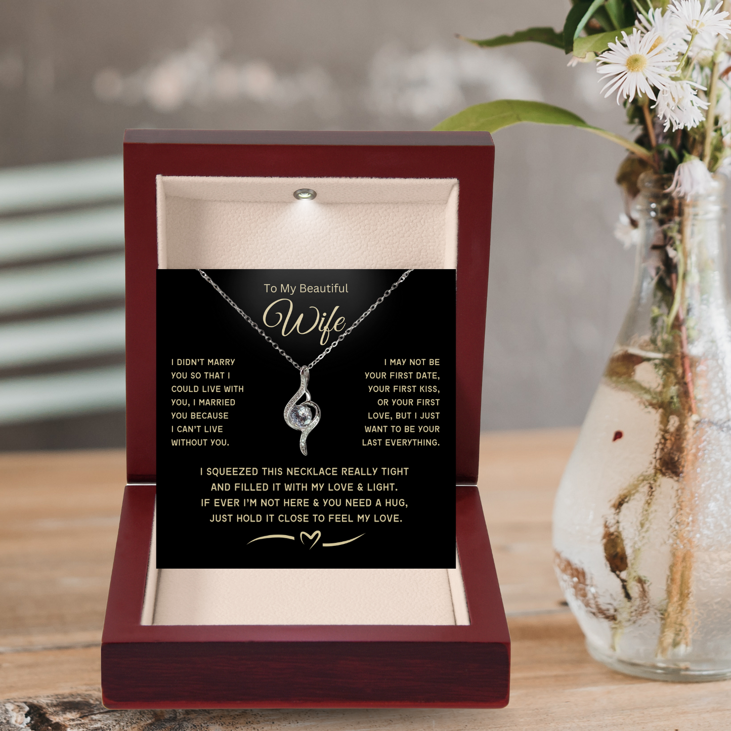 To My Beautiful Wife-My Love- Adoring Love Necklace