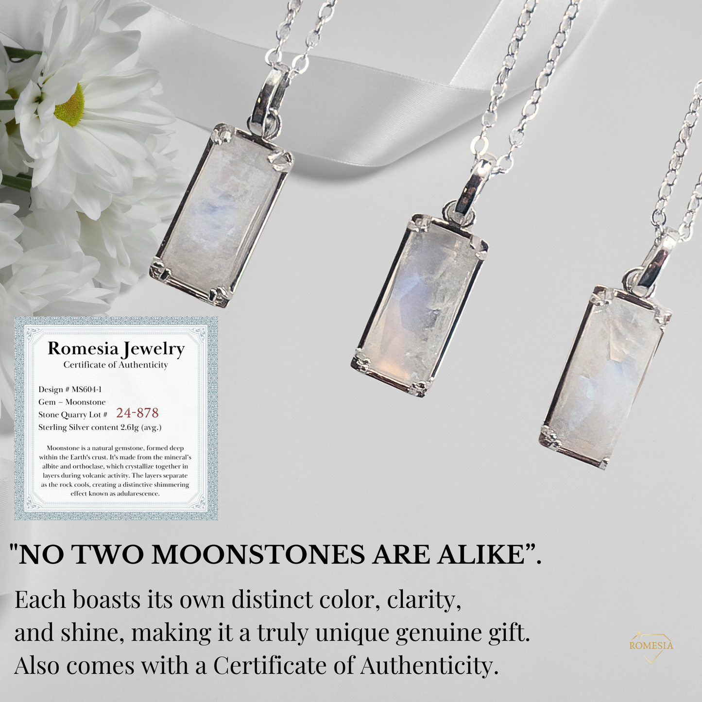 Real Genuine Moonstone - "Celebrate" Sterling Silver Pendent, with card