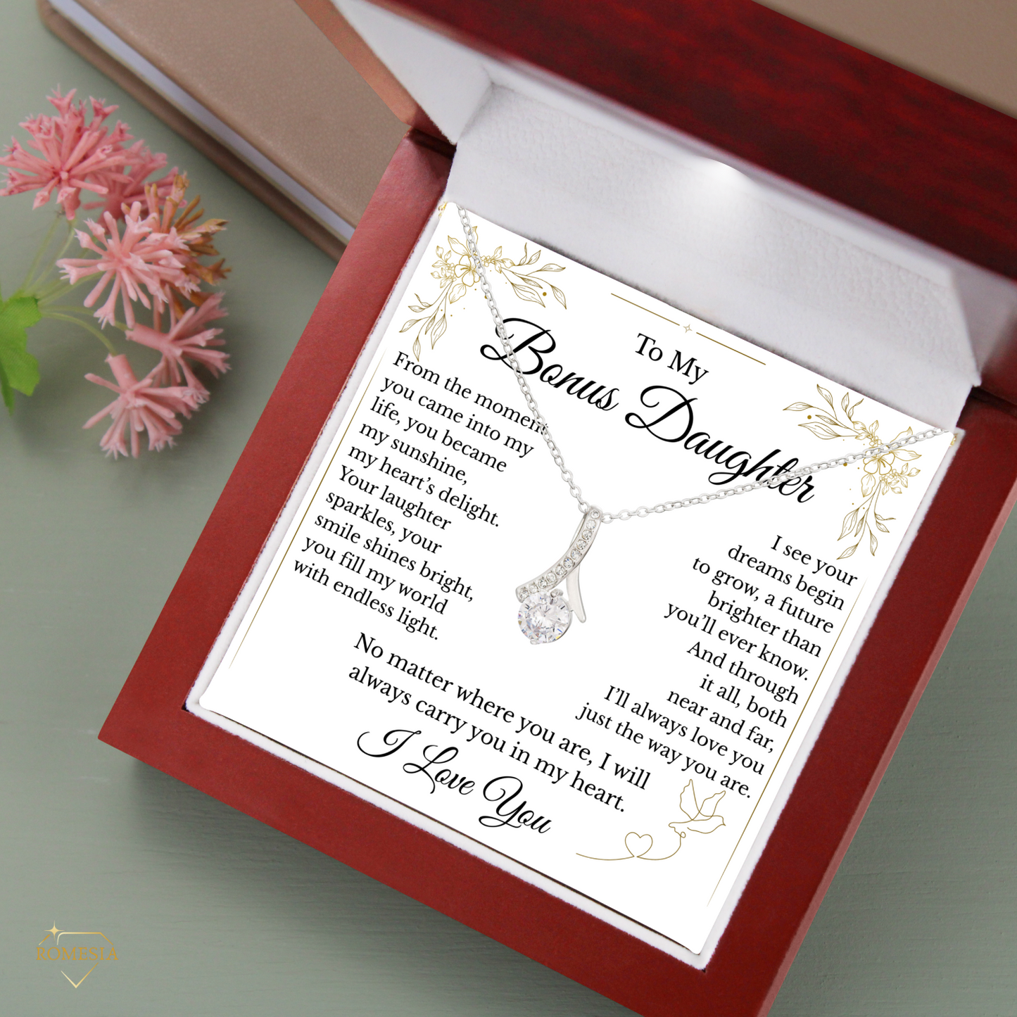 To My Bonus Daughter- Endless Light- Alluring Beauty Pendent
