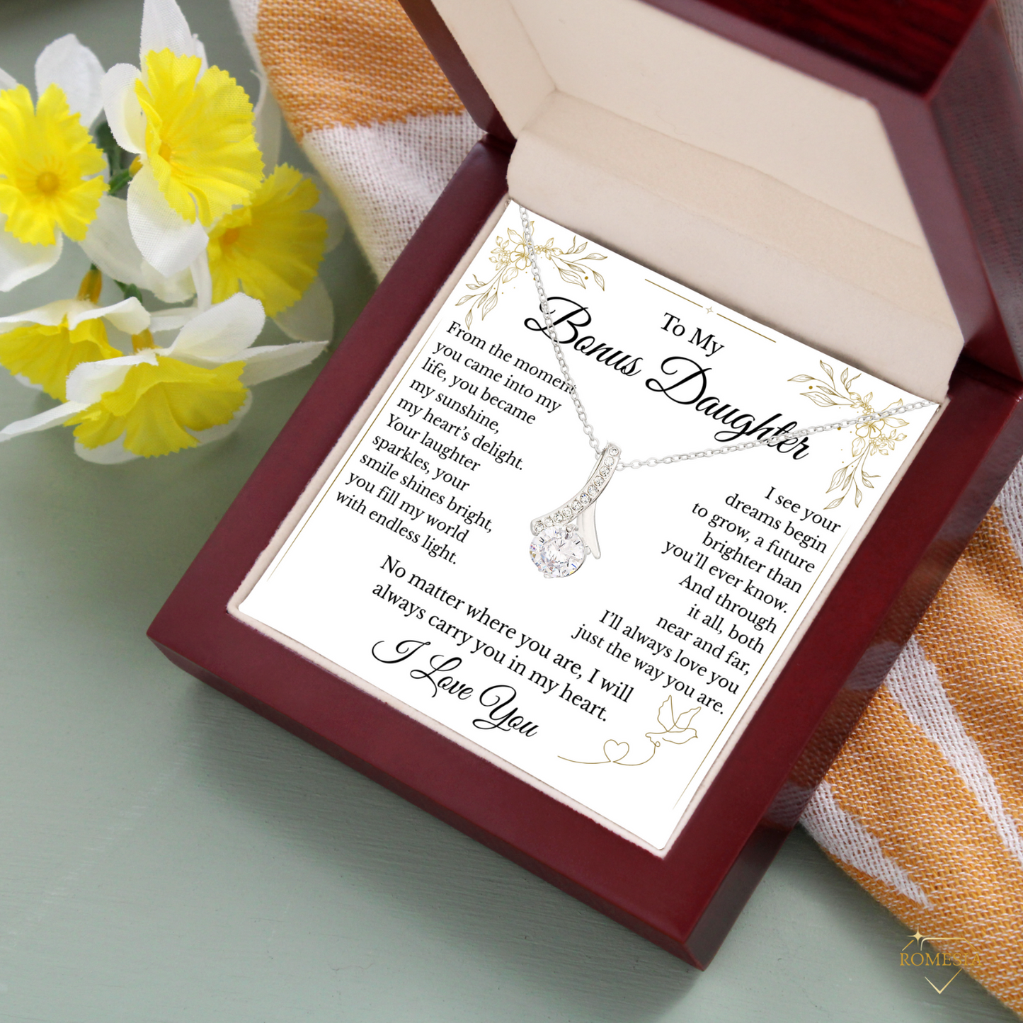 To My Bonus Daughter- Endless Light- Alluring Beauty Pendent