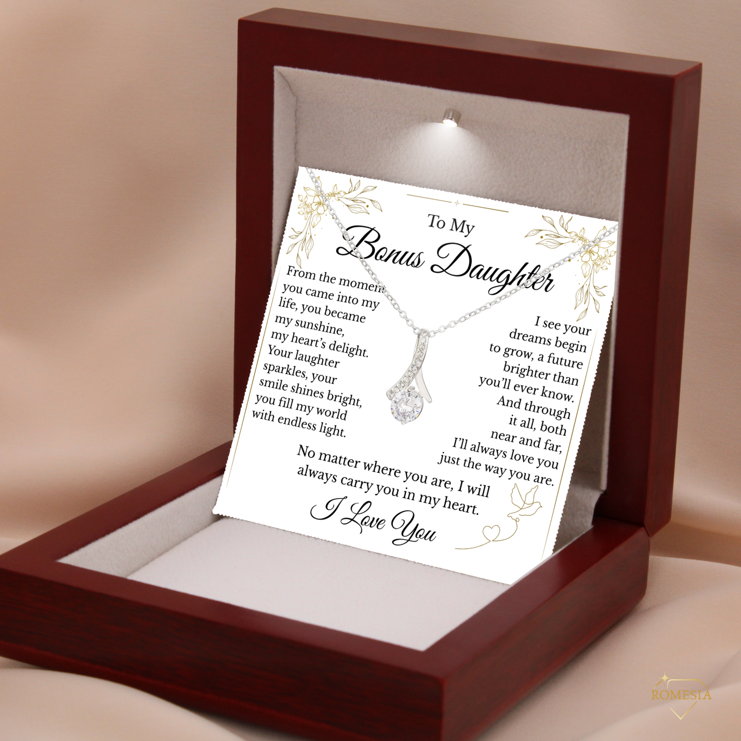 To My Bonus Daughter- Endless Light- Alluring Beauty Pendent