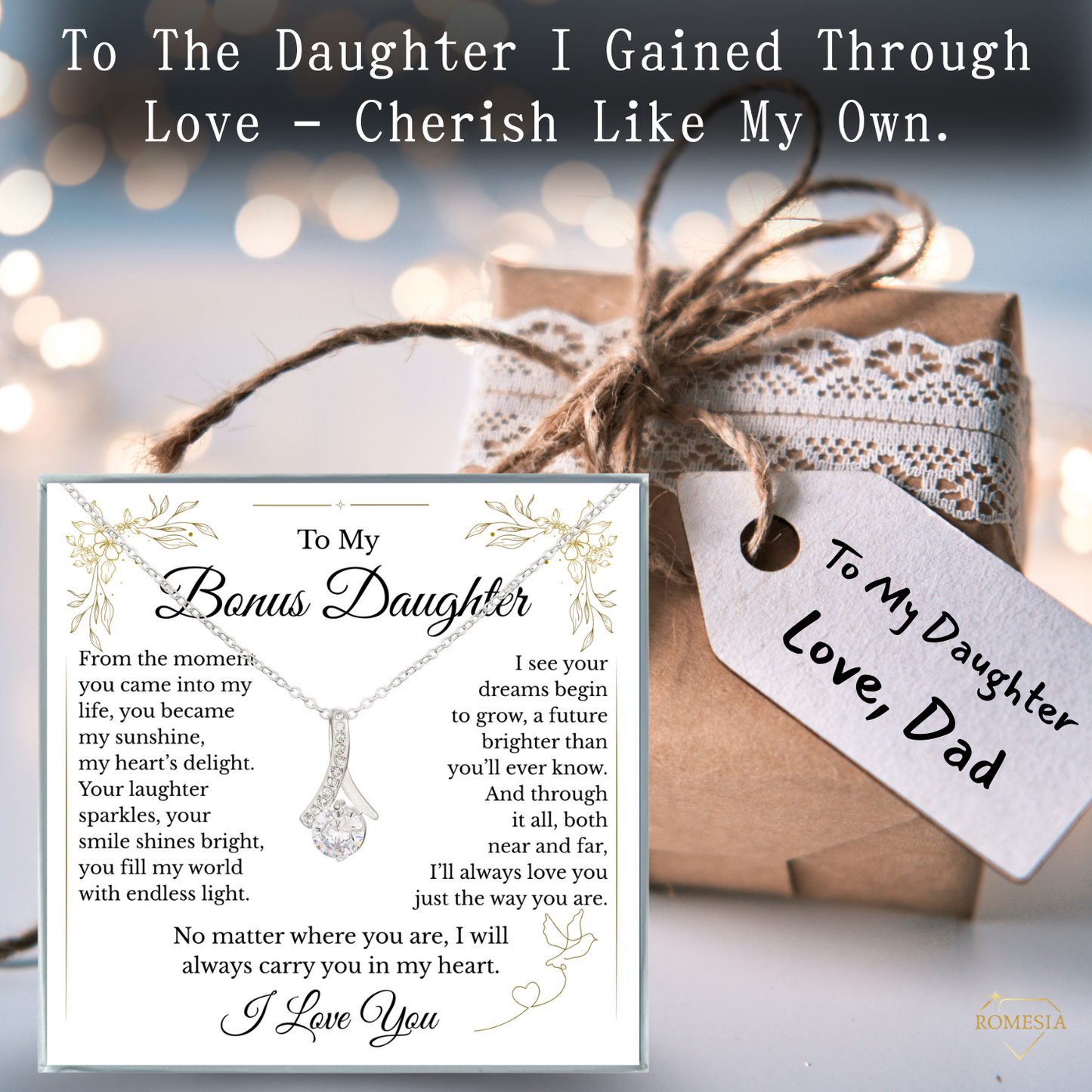 To My Bonus Daughter- Endless Light- Alluring Beauty Pendent