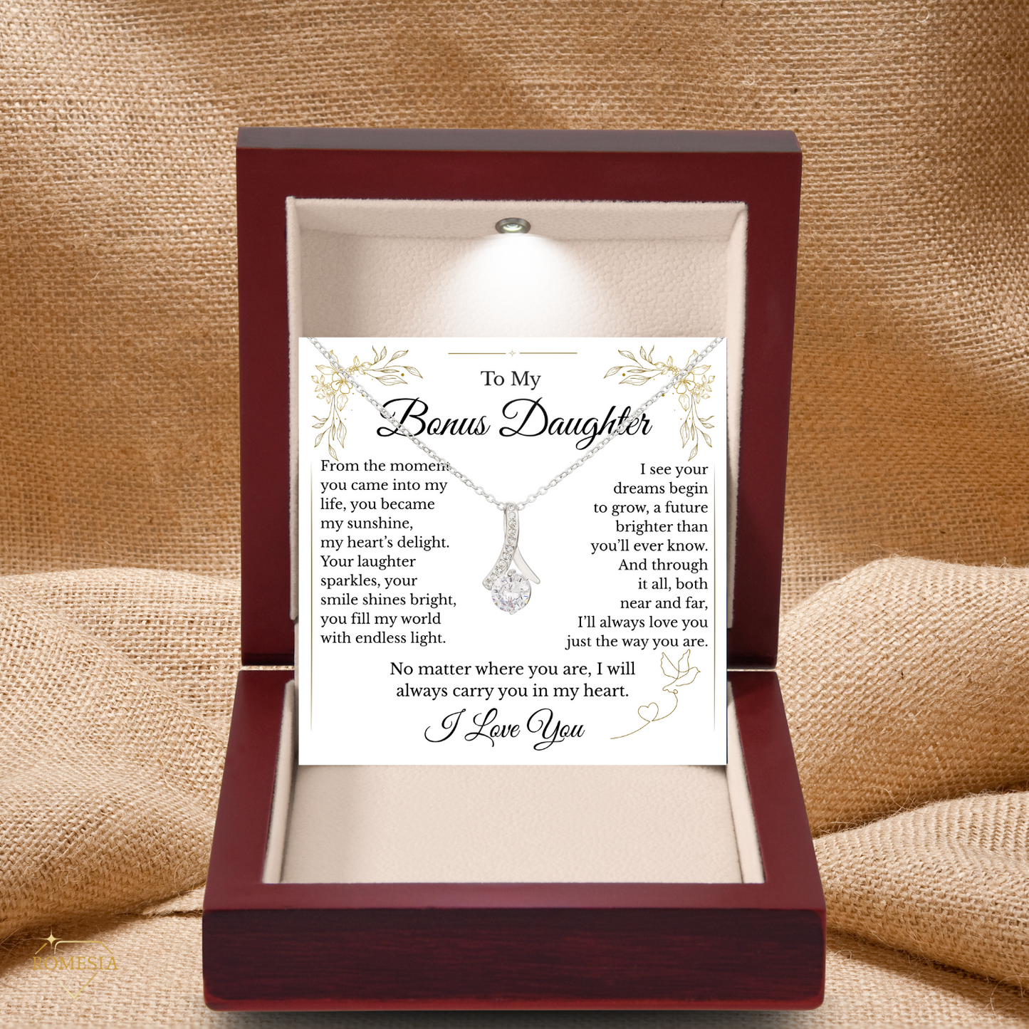 To My Bonus Daughter- Endless Light- Alluring Beauty Pendent