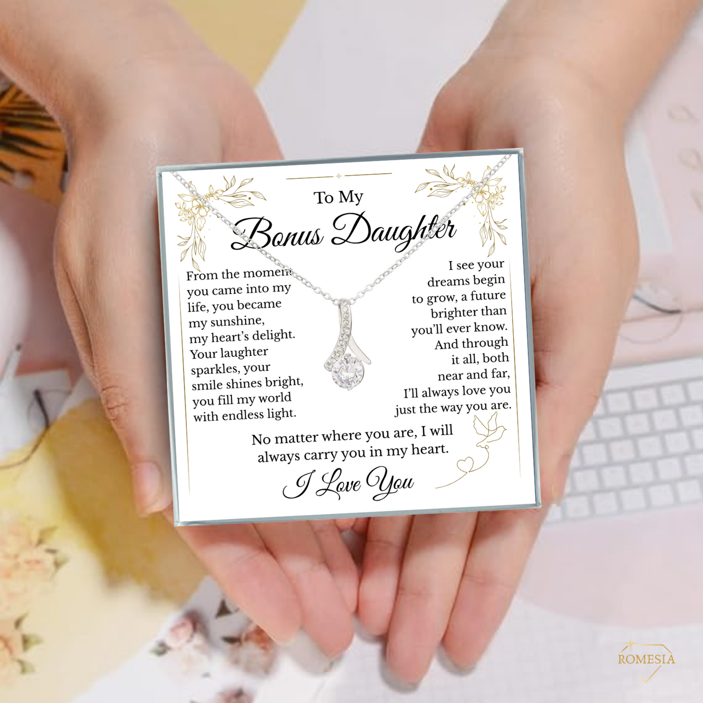 To My Bonus Daughter- Endless Light- Alluring Beauty Pendent