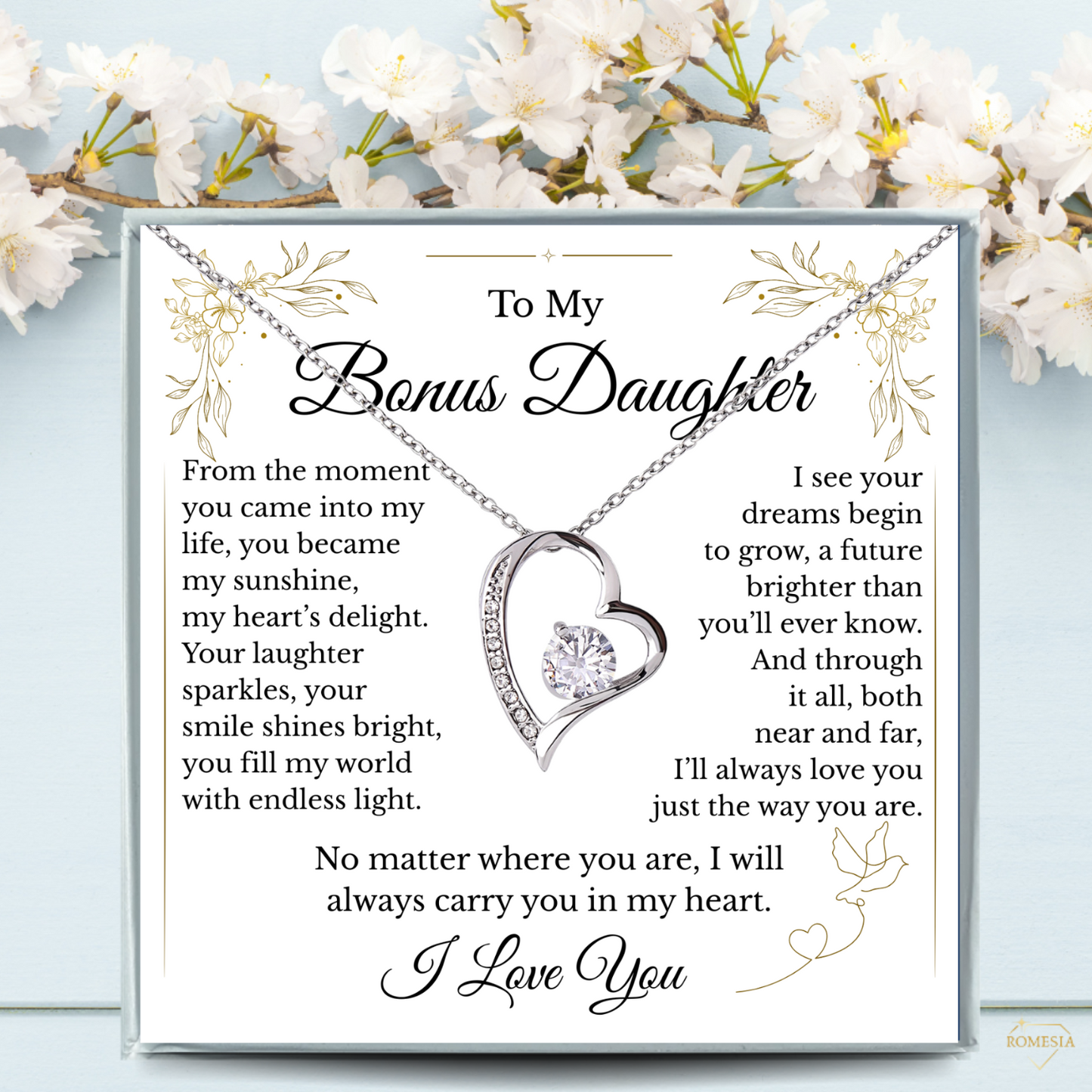 To My Bonus Daughter- Endless Light-Forever Love Heart Pendent