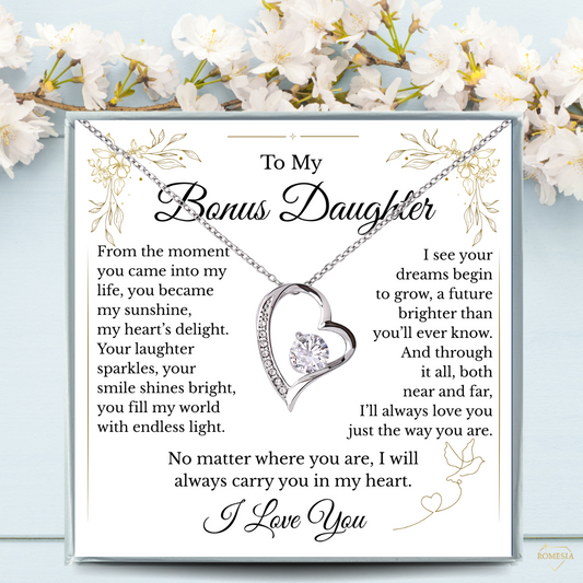 To My Bonus Daughter- Endless Light-Forever Love Heart Pendent