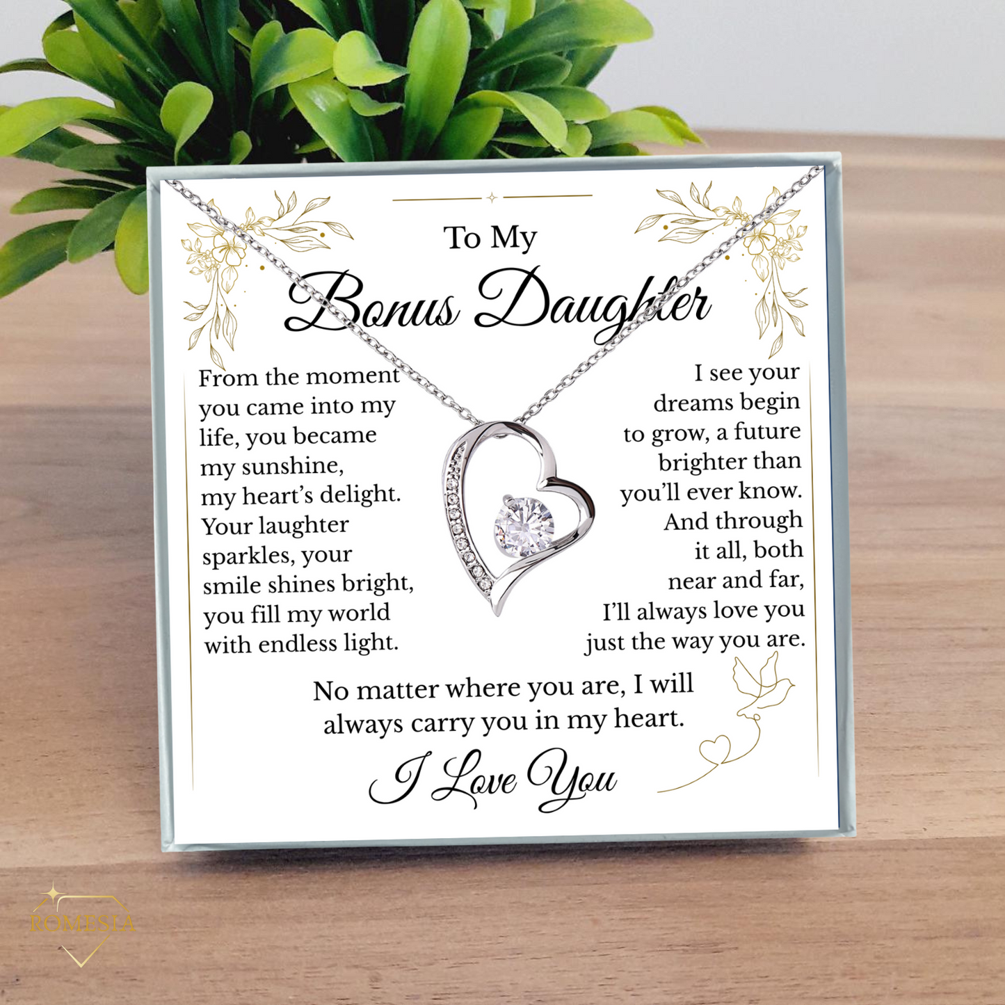 To My Bonus Daughter- Endless Light-Forever Love Heart Pendent