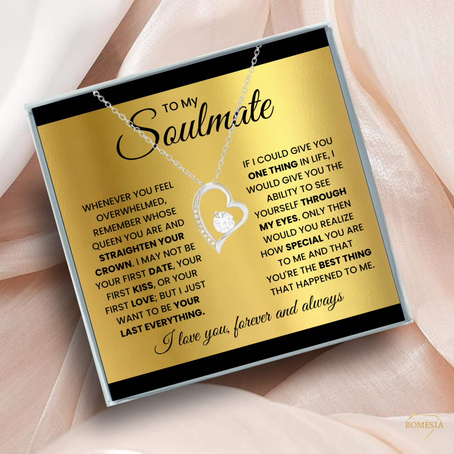 To My Soulmate-Queen- Forever Love Necklace w/Earrings