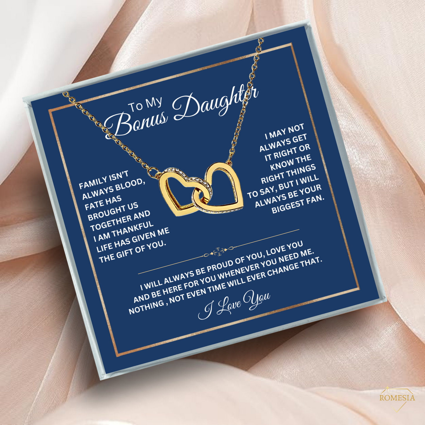 To My Bonus Daughter-Family Love- Interlocking Hearts Pendent