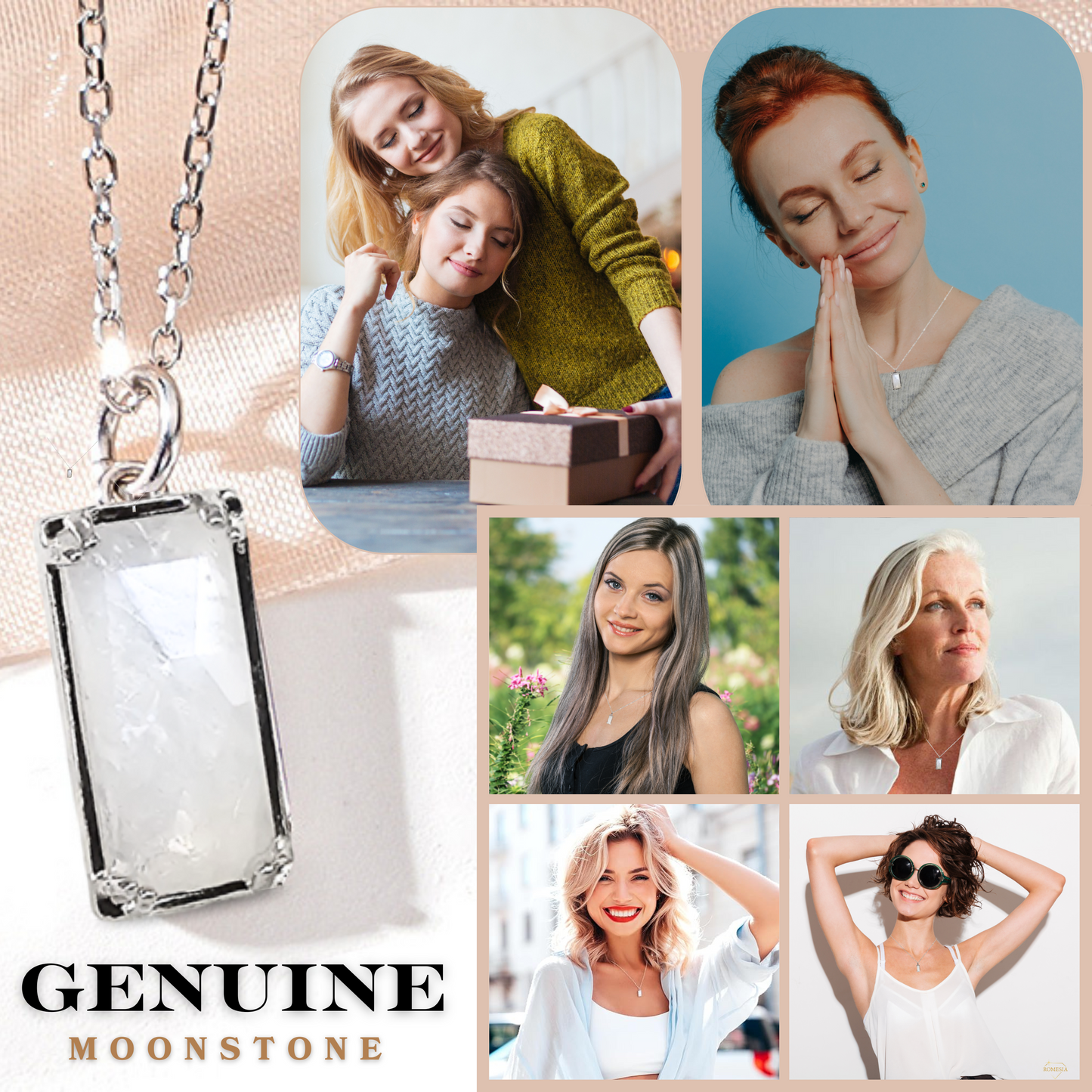 Real Genuine Moonstone - "Celebrate" Sterling Silver Pendent, with card