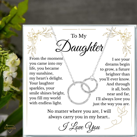 To My Daughter- Endless Light- Sterling Silver Double Ring Pendent