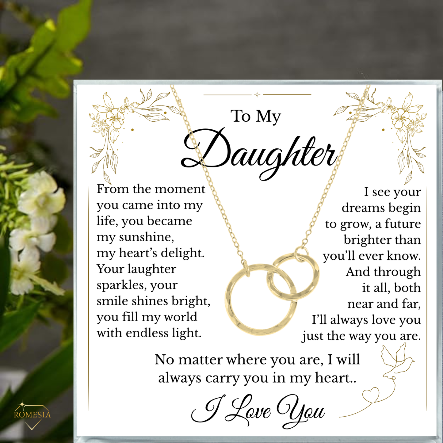 To My Daughter- Endless Light- Sterling Silver Double Ring Pendent