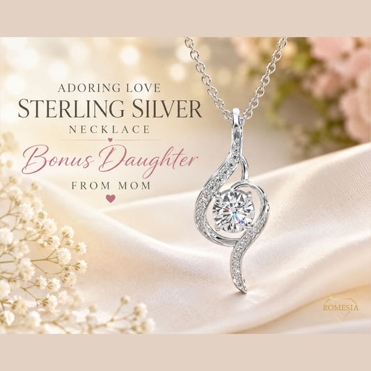 Bonus Daughter Sterling Silver Teardrop Necklace from Mom