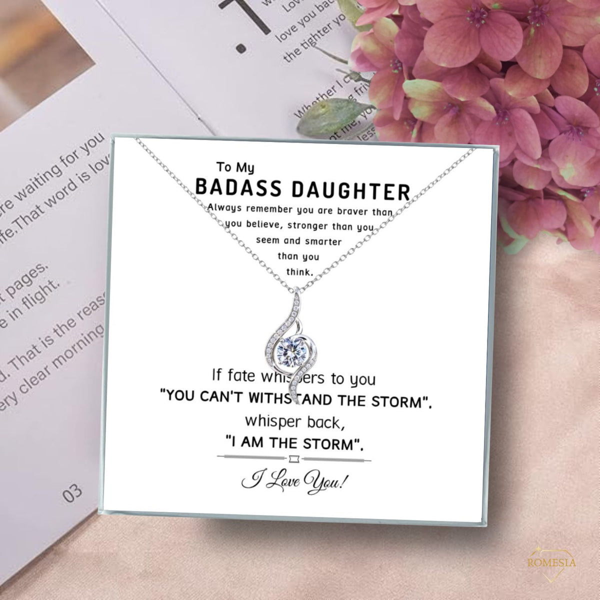 Bonus Daughter Sterling Silver Teardrop Necklace from Mom