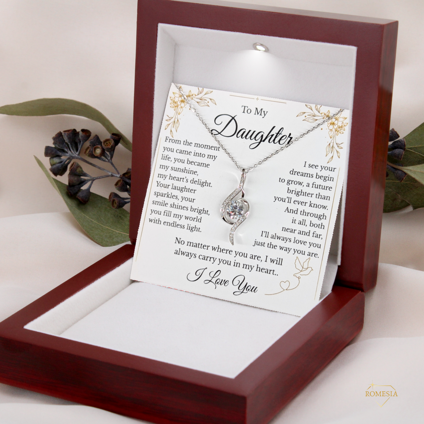 To My Daughter- Adoring Love Pendent- Endless Light